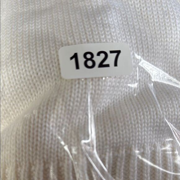 Calvin Klein White and Black V-Neck Sweater with Textured Knit - Picture 6 of 6